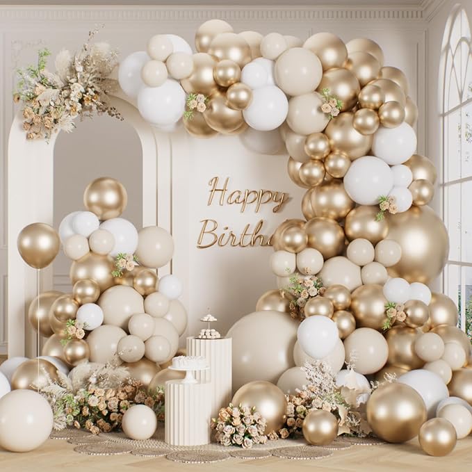 RainbowQ 165 Pcs Gold Balloons Arch Kit Different Sizes Metallic Garland | by RainbowQParty