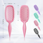 Curl Defining Brush for Thick Coily Hair, Firm-Bristle TPEE Detangling Brush for Coarse 4A–4C Curls, Dual-Sided Wide & Narrow Tooth Brush for Wet & Dry Curl Shaping– Women & Men (2054-Pastel Pink)