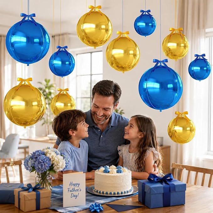 Blue Gold Round Foil Balloons - Image 3
