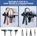 Hair Straightener Holder Wall, Blow Dryer Holder Wall Mounted Hairdryer Holder for Bathroom, Hair Tools Organizer & Storage Curling Iron Holder, Salon Hair Dryer Holder (Black)
