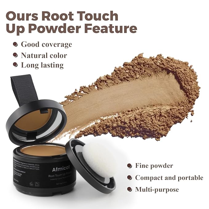 Instant Hairline Powder, Root Touch Up Hair Color for Gray Coverage and Thinning Hair, Root Cover Up Conceals Hair Loss & Bald Spots, Natural and Non-Greasy Hair Color for Women & Men, Dark Blonde