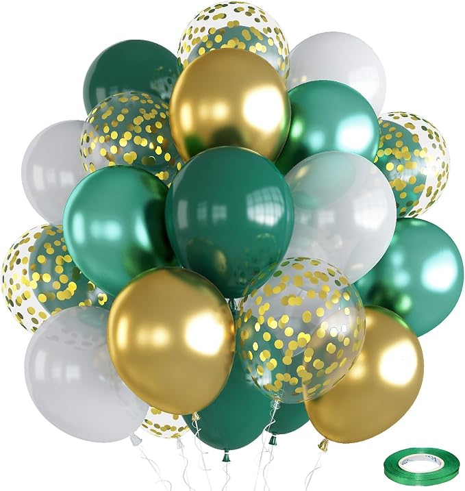 Balloons Green Gold White by Togvu