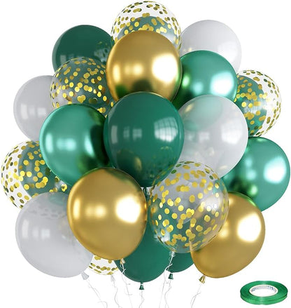 Balloons Green Gold White by Togvu