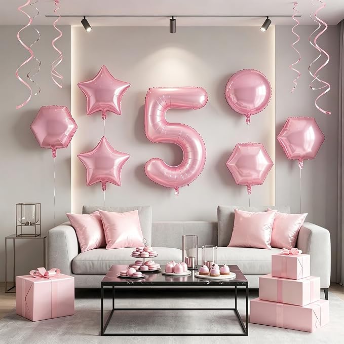 Number Balloons Pink Party Balloon - Image 7