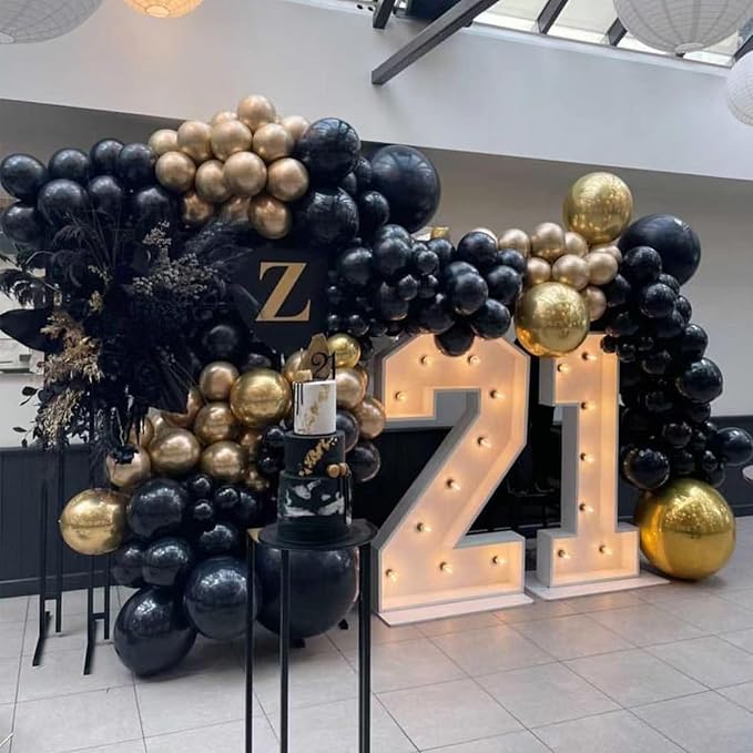 Black and Gold Balloons Garland Arch Kit, New Year, Anniversary Party - Image 6