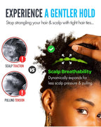 Bunzee Bands Large Adjustable Hair Ties for Thick, Thin, Curly, & Natural Types | Soft No Damage Ponytail Holders for Braids, Locs, Puffs, Buns | Elastic Hairband Accessories for Women | Black