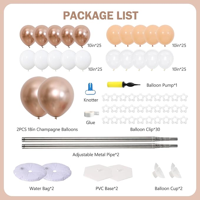 Champagne Gold Balloon Column Stand Kit 2 Sets - Image 3