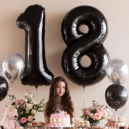 AULE 40 Inch Black Number Balloon 8 Foil 0-9 Birthday Big Numbers | Birthday - Image 4