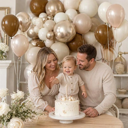 Neutral Brown Balloons, 12 Inch Brown Gold Sand White Cream Beige Ivory Helium - Image 3