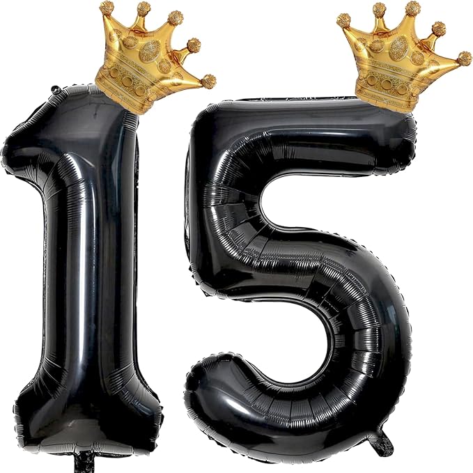40 inch Large Black 15 Balloon Number by Unknown