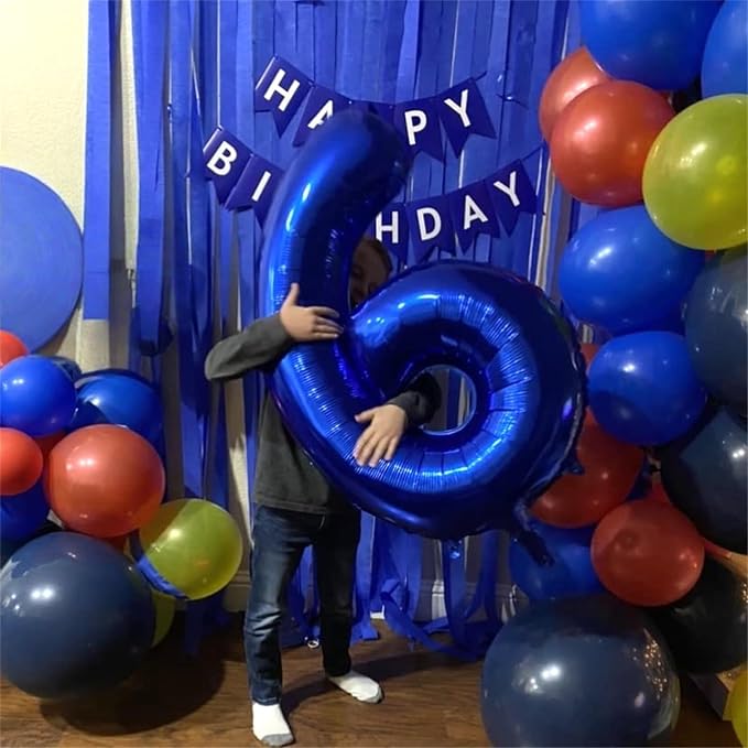 Navy Blue Number 1 Balloons, 40 In Large Dark Blue Number 1 Foil Helium Balloons - Image 7