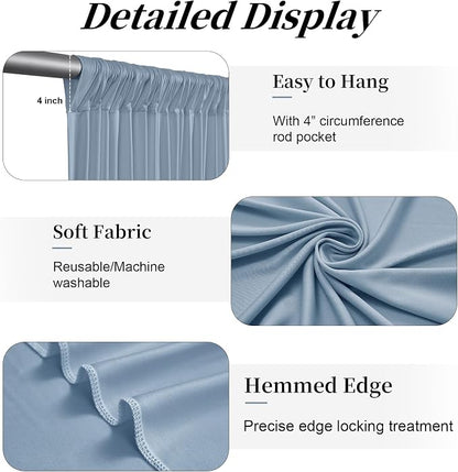 50ft x 12ft Dusty Blue Backdrop Curtains - Image 4