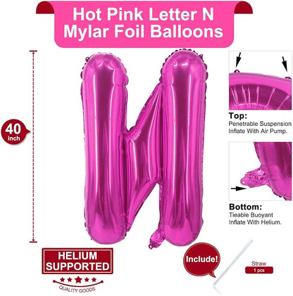 Lovoir 40 Inch Large Hot Pink Letter N Balloons Big Size Jumbo Mylar Foil - Image 2