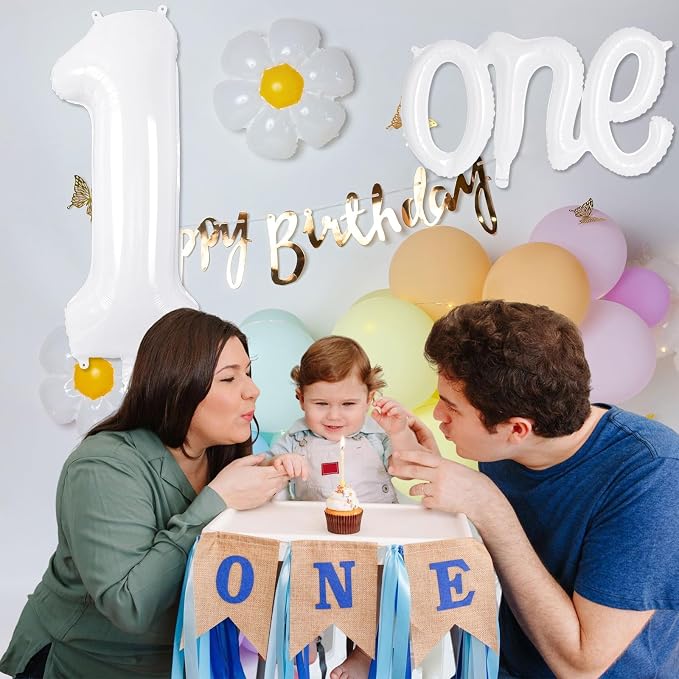 2 Pcs One Balloon Set, 40 Inch Number 1 Balloon and 41 Inch Script Letter One - Image 6
