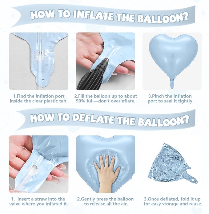 Baby Blue Heart Balloons, 18 Inch Apricot Cream Sand White Nude Foil Balloons - Image 7