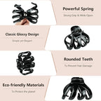 MAORULU Big Claw Hair Clips for Women and Girls, Strong Hold, 6 Packs (Black, Clear, Tortoise)