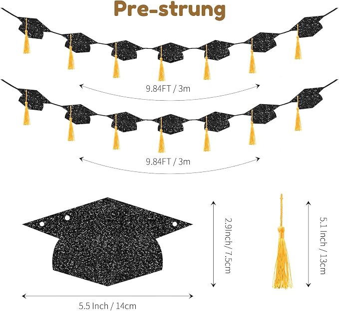 Graduation Decorations 2026, Pre-strung Double-sided Glitter Graduation Banner - Image 3