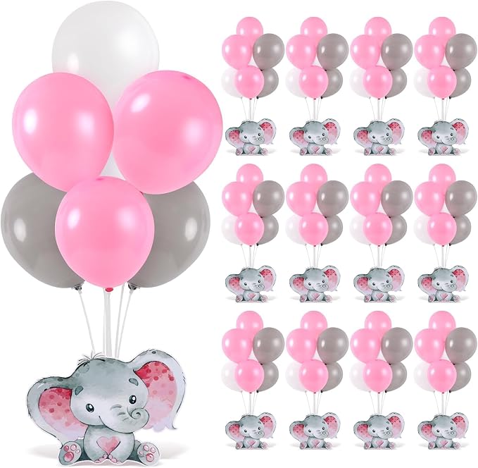 12 Sets Elephant Baby Shower Balloon Stand Kit by Unknown