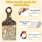 2 Pcs Afro Pick Comb for Natural Curly Hair,Portable Styling Hair Pick for Travel,Anti-Static,Cute Afro Comb for Women Men and Girls(Orange-T11)