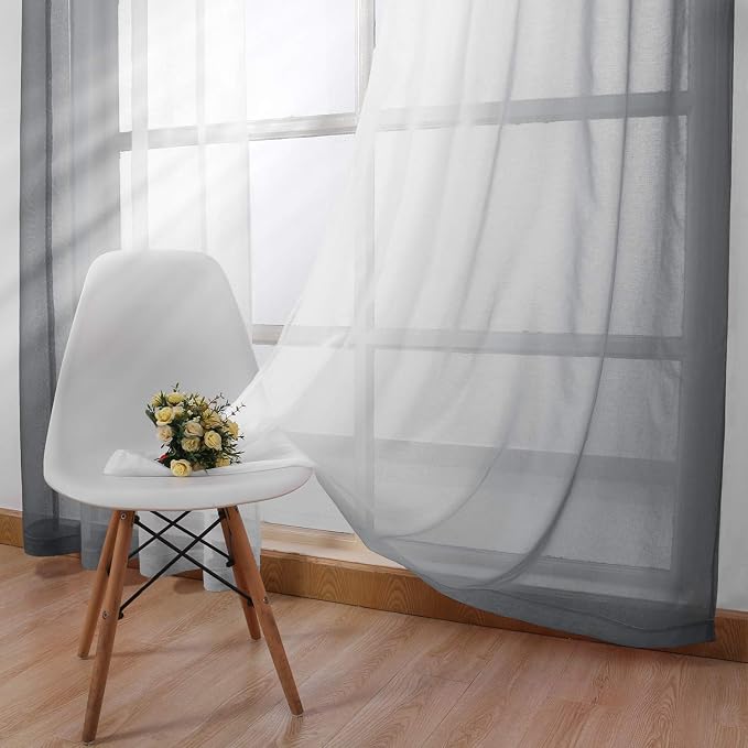 DWCN Grey Ombre Short Sheer Curtains - Image 4