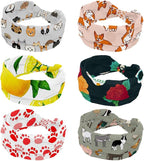 6 Pcs Stretchy Headbands for Women, Absorbed Sport Headband Soft Twist Knotted Headbands for Daily Life Yoga Workout, Dogs Collection Multi Animal