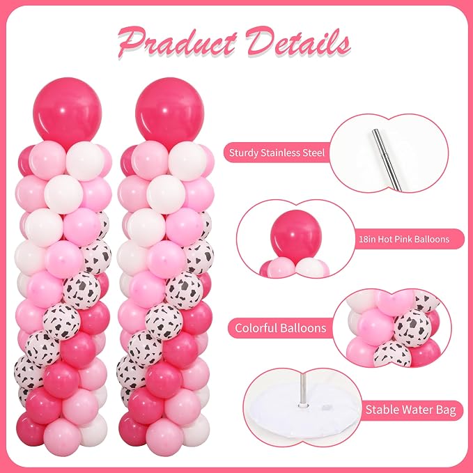 Dusty Pink Cow Balloon Column Stand Kit Set of 2 - Image 5