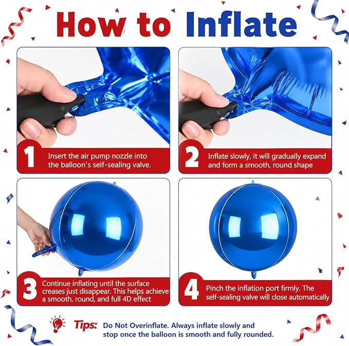 Blue and Red Round Foil Balloons, Metallic Red Blue Large Balloons - Image 7