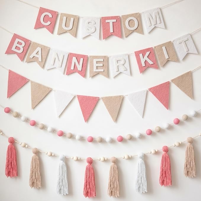 SmoothNovelty 139 Pcs Felt DIY Custom Banner Kit Include 104 Letters 18 by SmoothNovelty