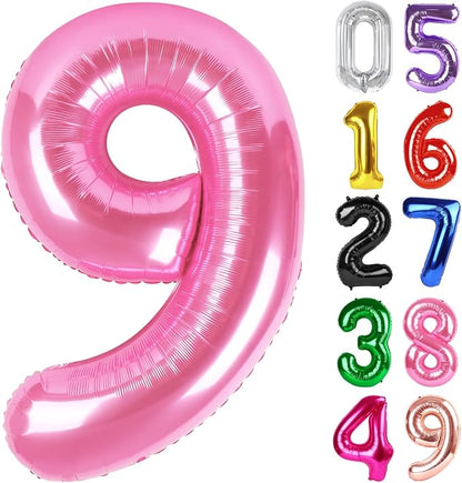 Pink Number 9 Balloon 40 Inch, 9th Birthday Party Decorations Men Women | Foil by IWERP