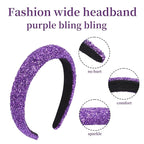 Purple Sparkle Glitter Headband - Wide, Comfortable, High Elasticity - Perfect for Women's Fashion Accessories
