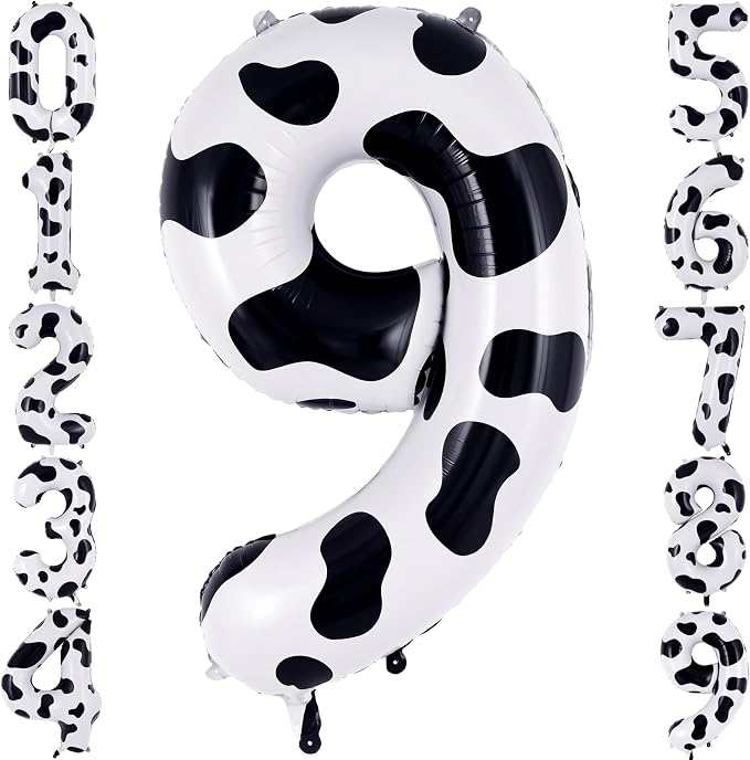 40" Cow Print Foil Number 9 Balloon by TNCDJKPA