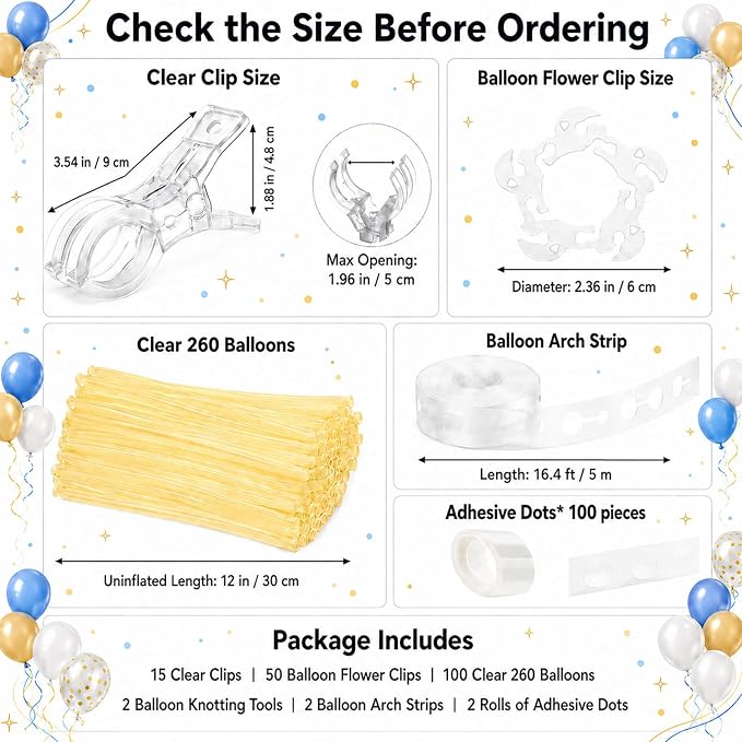15 Pack Balloon Arch Clips, 3.5" Clear Spring Clamps - Image 3
