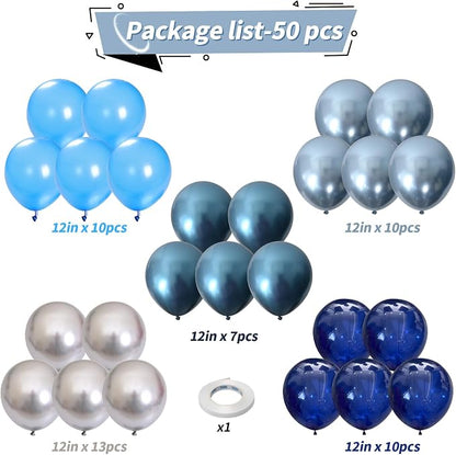 Blue and Silver Balloons, Fathers Day Graduation Balloons Pearl Royal Navy Blue - Image 2