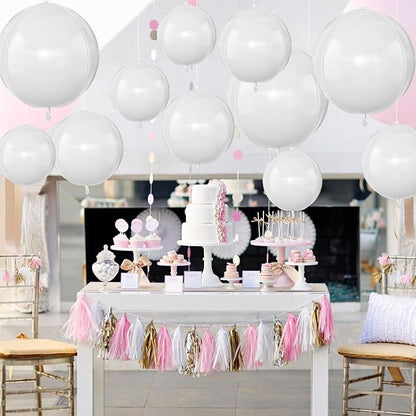 12Pcs Matte White Round Foil Balloons - Image 5