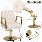 KIGOTY Salon Barber Chair, Reclining Salon Chair for Hair Stylist, Adjustable Hair Salons Tattoo Braiding Hairdresser Chair, 360 Swivel Stylist Chairs for Barbershop (White)