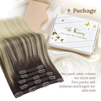 Ve Sunny Clip in Hair Extensions, Human Hair Clip in Extensions, Clip on Hair Extensions for Women, Dark Brown Ombre Golden Blonde Mix Platinum Blonde Straight Hair Extensions 7pcs 24inch 120g