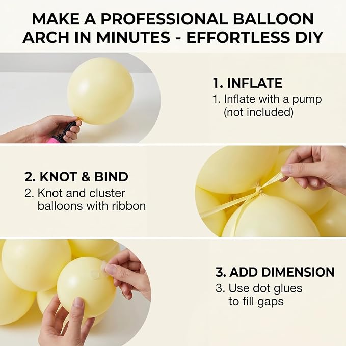 50pcs 12 Inch Matte Pastel Yellow Latex Balloons | Premium Light Yellow Party - Image 3