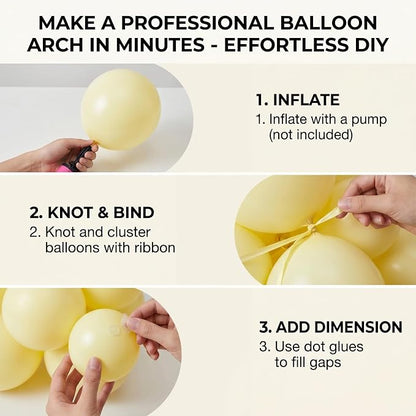 50pcs 12 Inch Matte Pastel Yellow Latex Balloons | Premium Light Yellow Party - Image 3