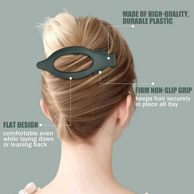 Flat Hair Clips for Women - 6 PCS French Flat Claw Clips Medium Hair Clips for Girls Large Hair Claw Clips for Thick or Thin Hair Strong Hold No Slip Hair Accessories for women (Dark Colorful)
