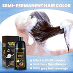 IIIMEIDU Dark Brown Hair Dye Shampoo 3 in 1 for Gray Hair, Herbal Ingredients Shampoo Hair Dye for Women Men, Grey Coverage 500ml