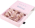 Blissy Silk Scrunchies (3 Pack) - 100% Pure Mulberry Silk - 22 Momme 6A High-Grade Fibers Scrunchie for Straight & Curly Hair (Nicole Miller - Mauve Cheetah, Regular)