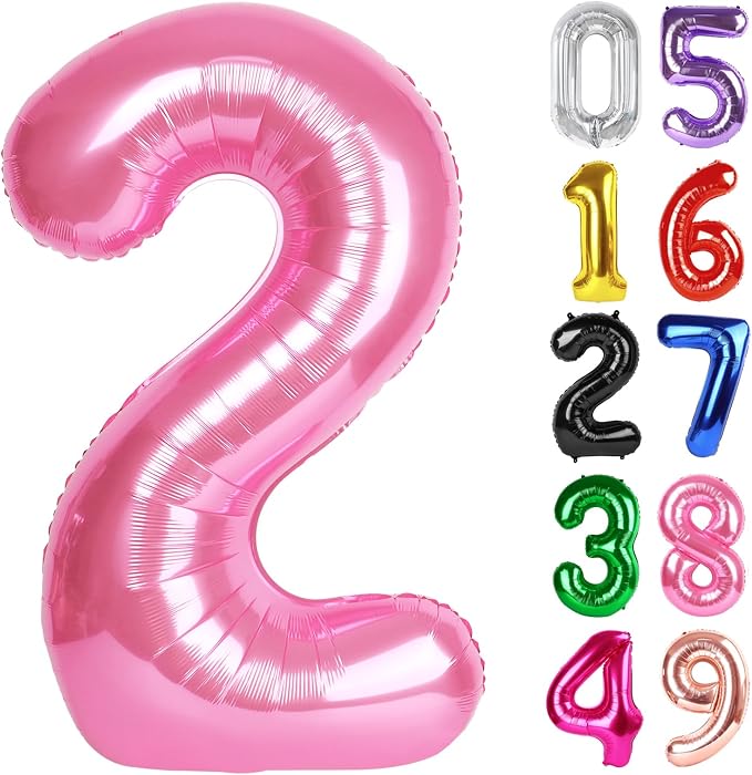 Pink Number 2 Balloon 40 Inch, 2nd Birthday Party Decorations Men Women | Foil by IWERP