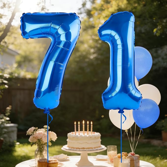 40 Inch Number 71 Balloons for 71st Birthday Party Decorations, 0-100 Dark Blue - Image 3