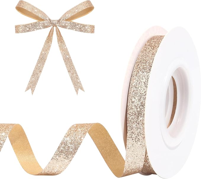 Champagne Gold Metallic Glitter Ribbon by HISWAN