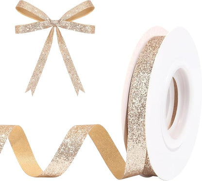 Champagne Gold Metallic Glitter Ribbon by HISWAN