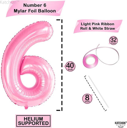 KatchOn Giant Light Pink Number 6 Balloon - Image 2