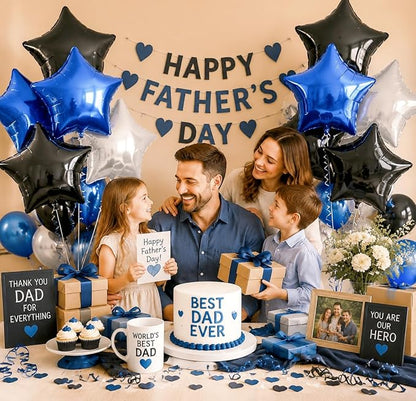 Blue Black Star Balloons Helium, 18Inch Silver and Blue Stars Shape Foil Balloon - Image 6