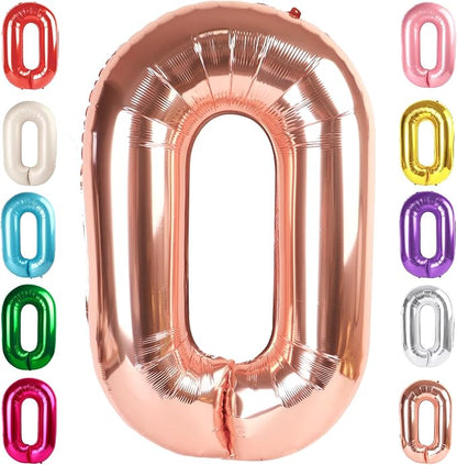 Number 0 Balloon Birthday Decorations, 40In Rose Gold Balloons by Mluchee