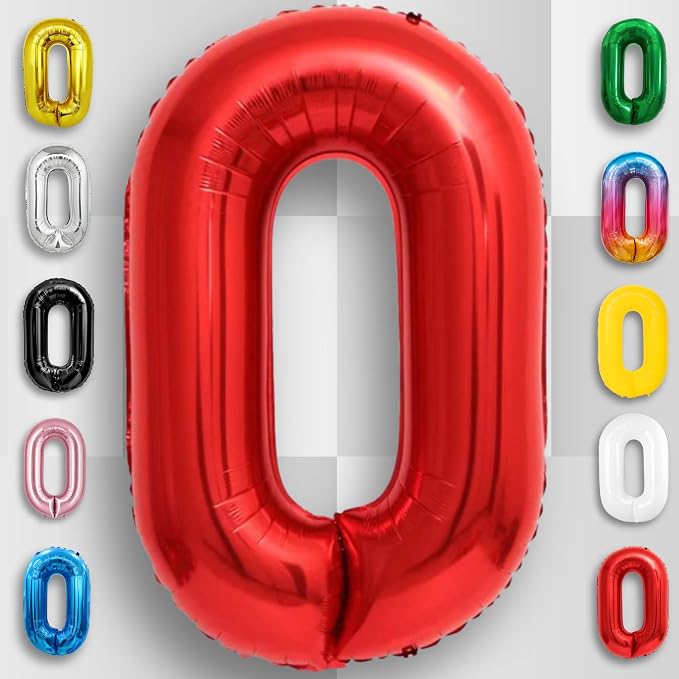 Red Number Balloon 0 Mylar Foil Balloons 40 inch - Image 4