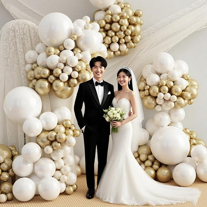 412pcs Sand White Gold Balloon Arch Kit, 18 12 10 5 Inch Different Size White - Image 6